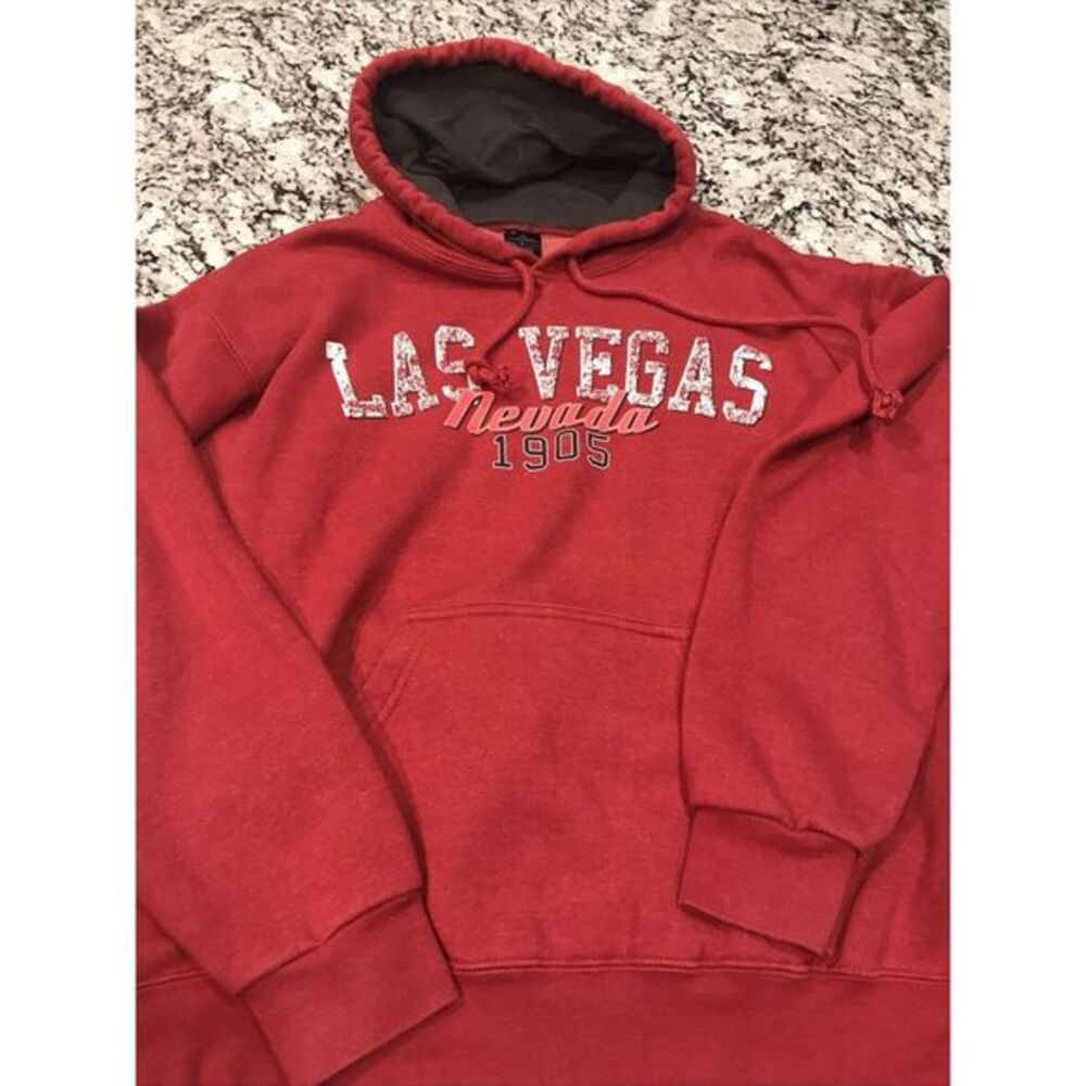 Las‎ Vegas Nevada Hoodie Sweatshirt Size Large L Red Hooded Sweater Pullover Top
